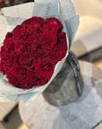 Hand - tied Bouquet of Red Roses