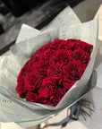 Hand - tied Bouquet of Red Roses