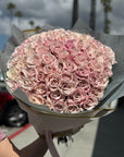 Hand - tied Bouquet of Pink Roses