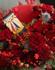 The Serena Wedding Gift Basket Sini - Red Roses and Green Flowers Gift Basket