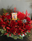 The Serena Wedding Gift Basket Sini - Red Roses and Green Flowers Gift Basket