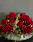 Wedding Gift Basket Sini - Red Roses and Green Flowers Gift Basket