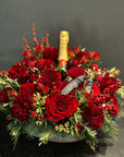 Wedding Gift Basket Sini - Red Roses and Green Flowers Gift Basket