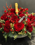Wedding Gift Basket Sini - Red Roses and Green Flowers Gift Basket