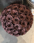 Brown Roses - Preserved Chocolate Roses in Grey Cement Pot