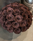 Brown Roses - Preserved Chocolate Roses in Grey Cement Pot