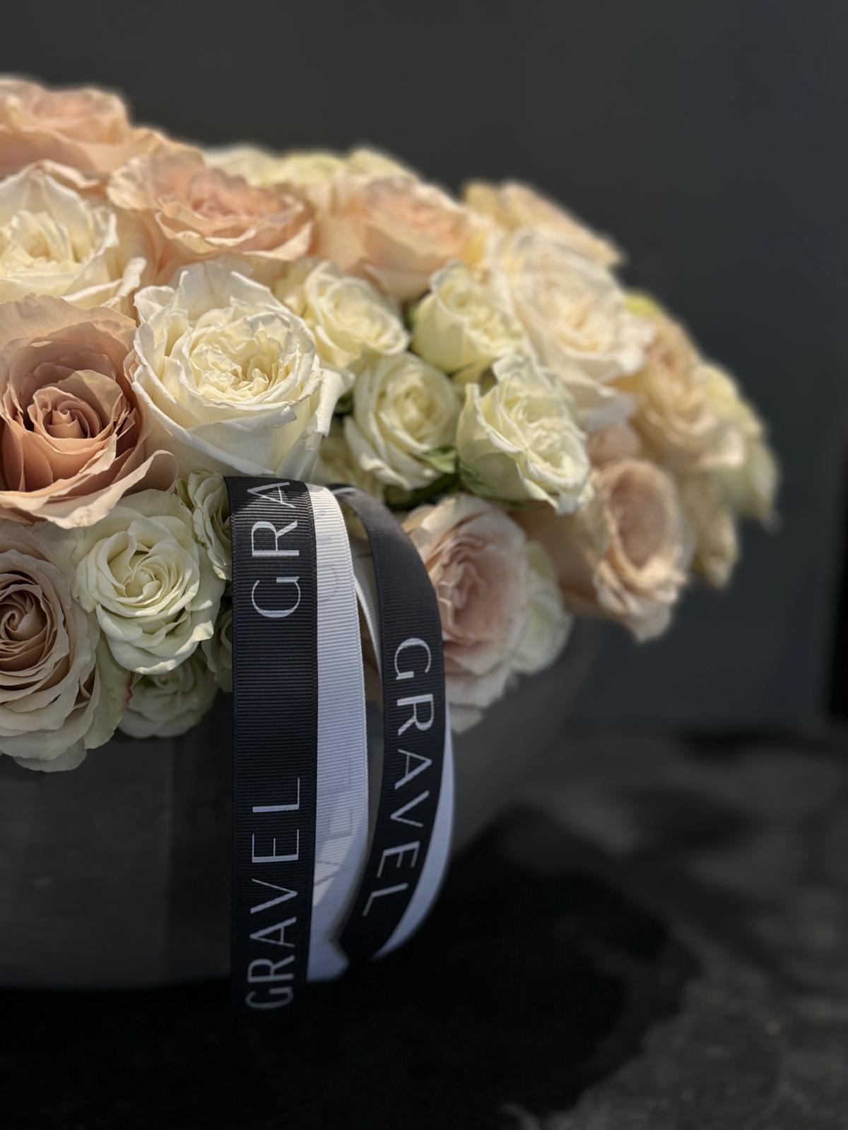 The Emma Floral Arrangement - Cream Roses, White Roses, and Pink Roses
