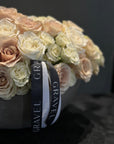 The Emma Floral Arrangement - Cream Roses, White Roses, and Pink Roses