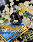 Wedding Gift Basket - Armenian Sini Engagement and Wedding Gift With Cognac, Chocolate, Gift and Flowers