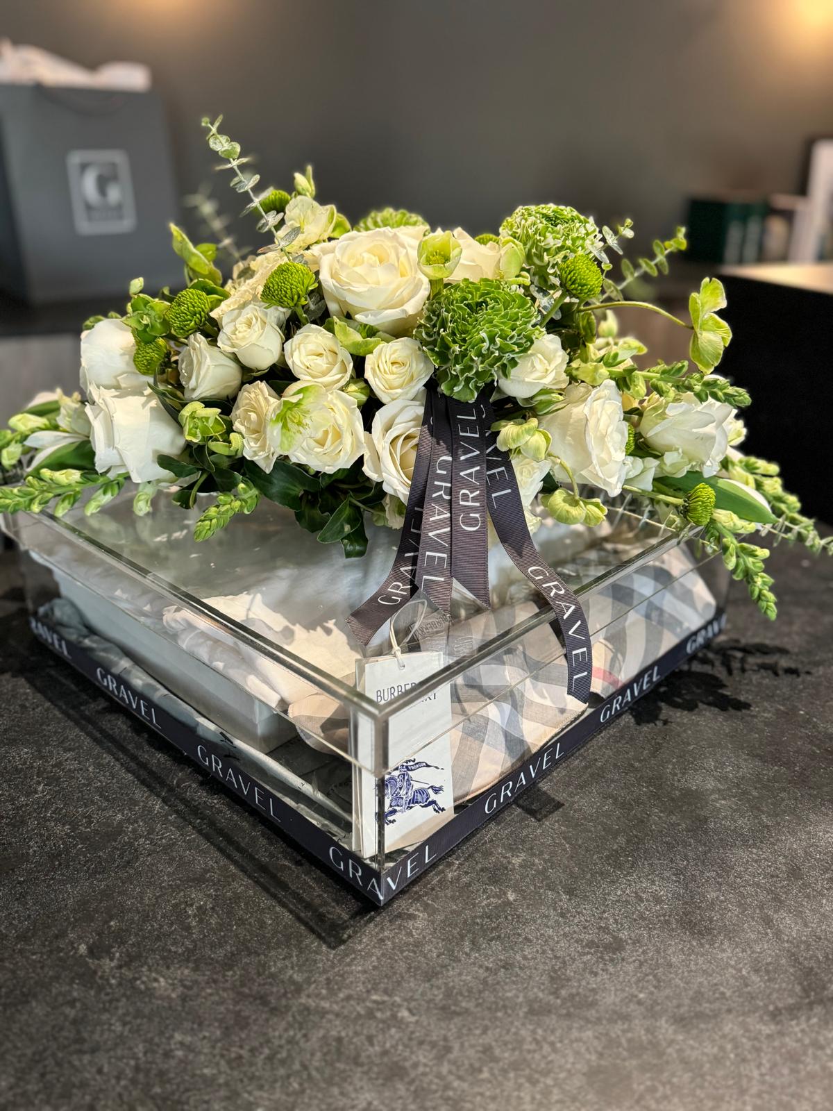 Wedding Gift Baskets Traditional Armenian Sini With Flowers, Cognac, Shoes