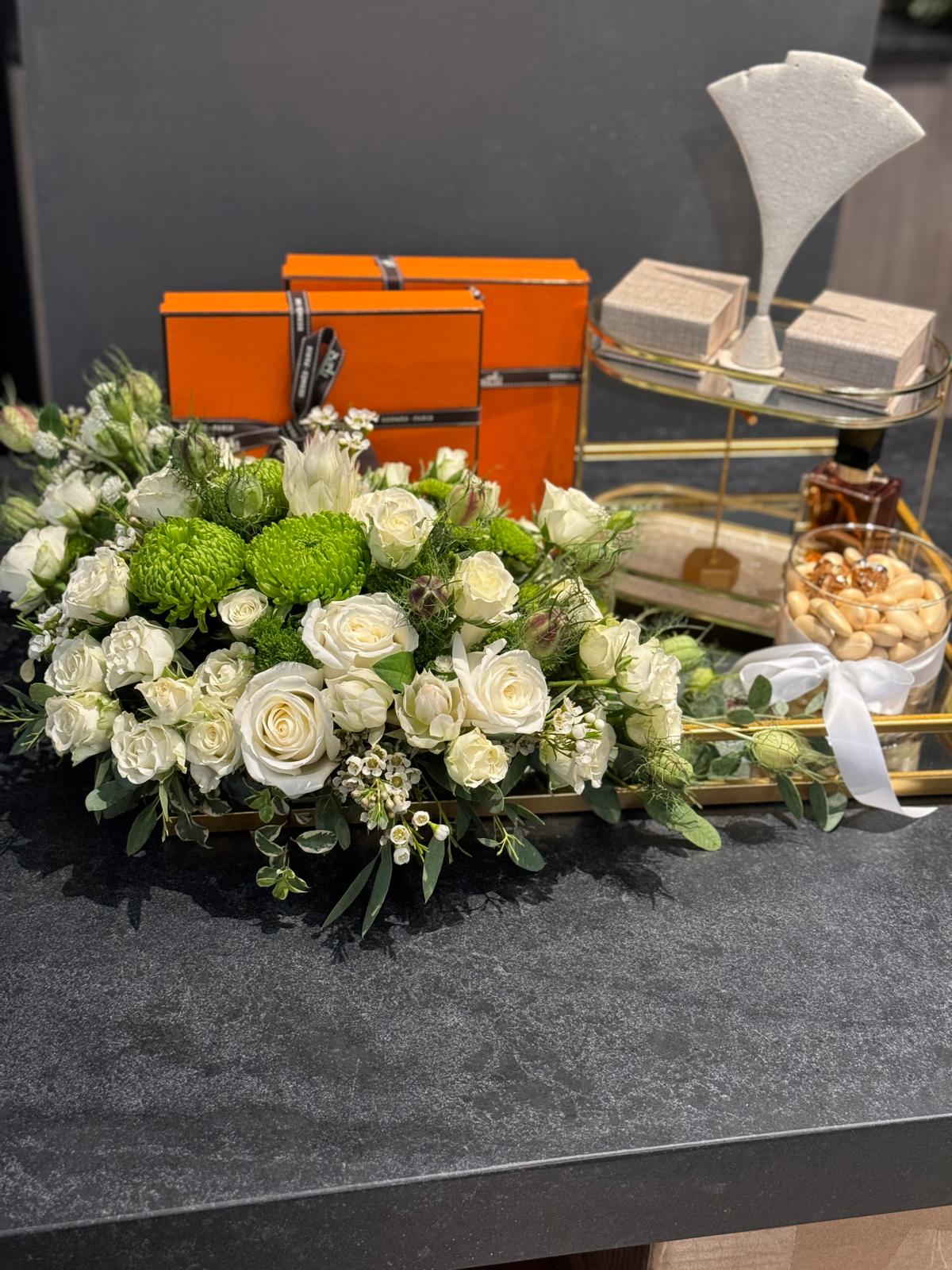 Wedding Gift Baskets Traditional Armenian Sini With Flowers, Jewelry, Gifts