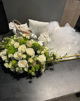 Wedding Gift Baskets Traditional Armenian Sini With Flowers, Bridal Shoes and Veil