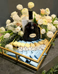 Wedding Gift Basket - Armenian Sini Engagement and Wedding Gift With Cognac, Chocolate, Gift and Flowers