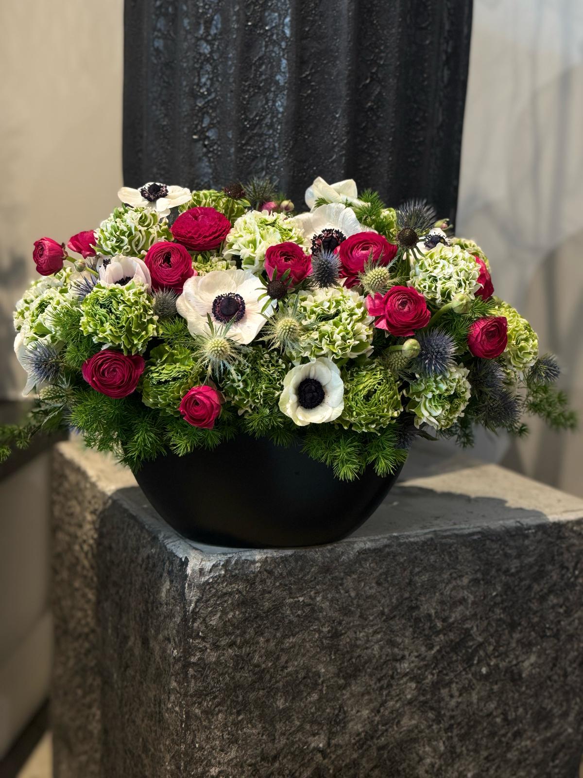 White Flowers, Red Flowers, Pink Flowers, and Green Flowers Floral Arrangement - The Michelle