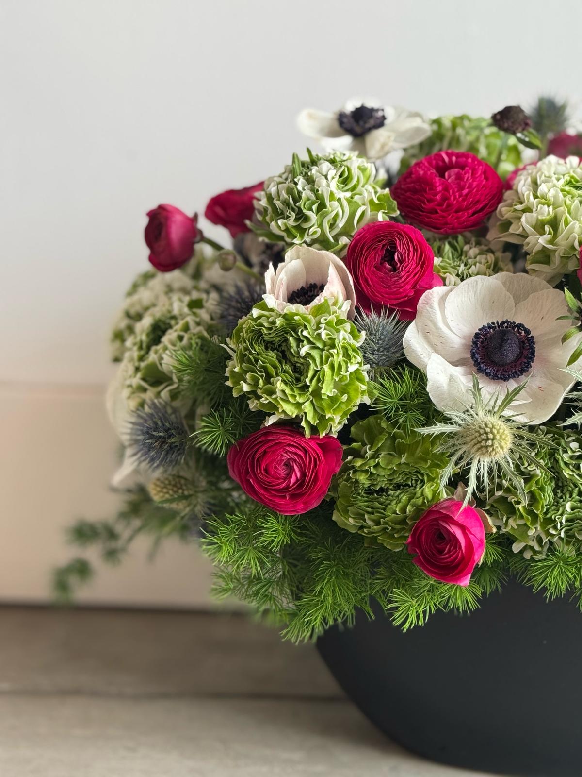 White Flowers, Red Flowers, Pink Flowers, and Green Flowers Floral Arrangement - The Michelle