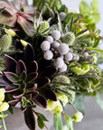 White Ranunculus - Luciana White Flowers and Succulents Floral Arrangement (Premium Size)