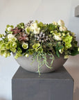 White Ranunculus - Luciana White Flowers and Succulents Floral Arrangement (Premium Size)