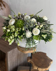 The Luciana - White Ranunculus and Succulents Classic Size