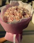 25 Pink Eskimo Roses Valentine's Day Hand Bouquet