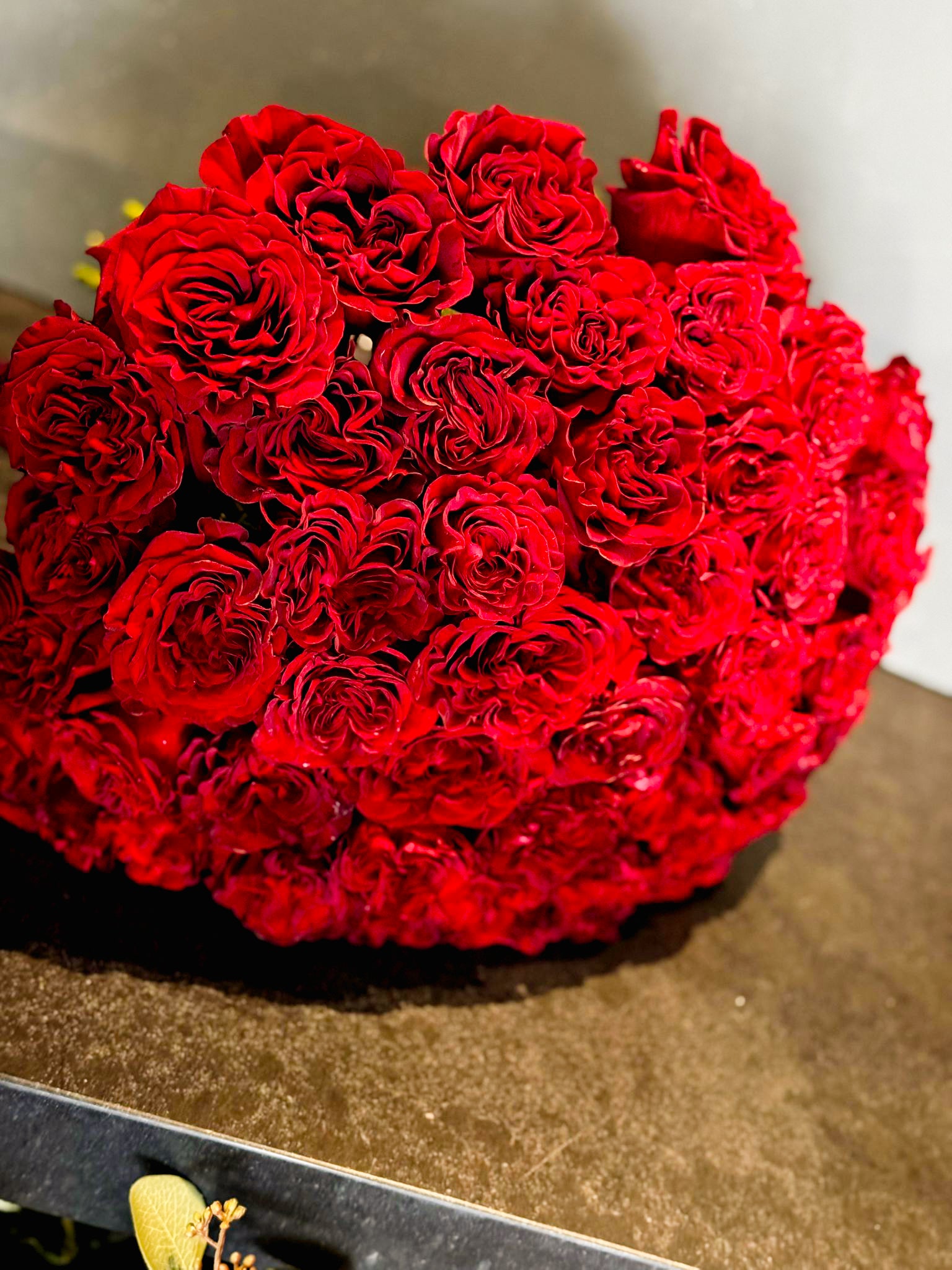 Red Roses Valentine's Day Hand Bouquet - 50 Red Hearts Roses