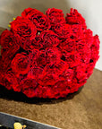 Red Roses Valentine's Day Hand Bouquet - 50 Red Hearts Roses