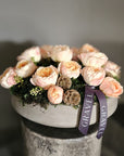 The Adeline -Akito Garden Roses and Preserved Moss Flower Arrangement