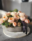 The Adeline - Akito Garden Roses and Preserved Moss Flower Arrangement