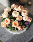 The Adeline - Akito Garden Roses and Preserved Moss Flower Arrangement