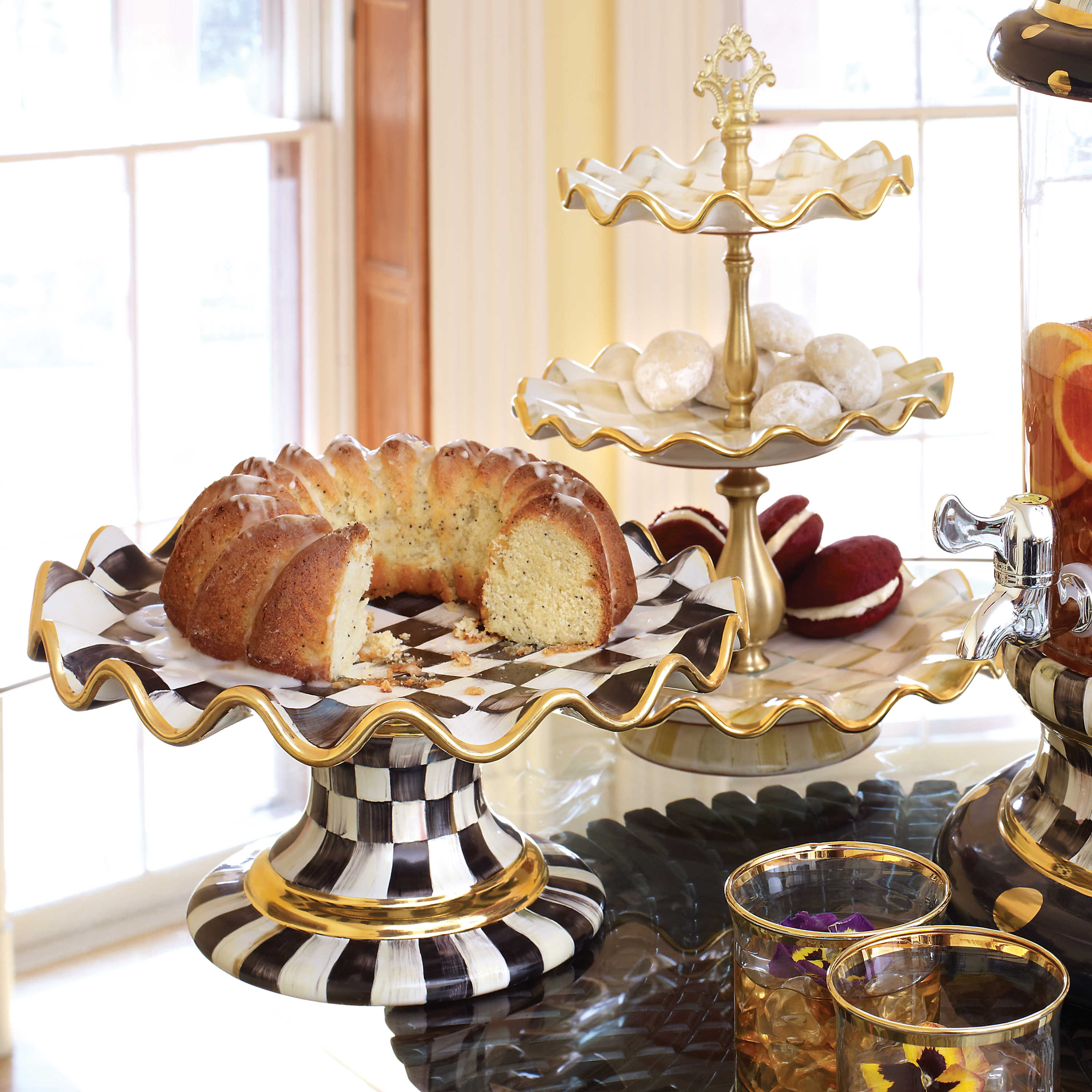Courtly Ceramic Fluted Cake Stand