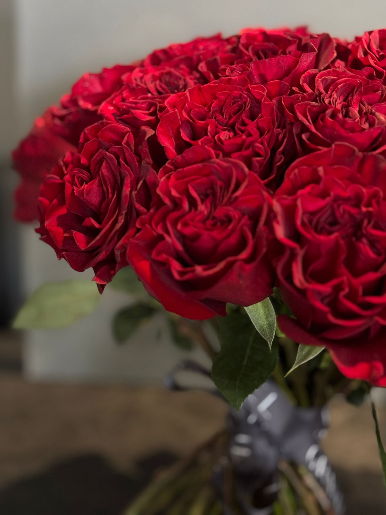 Hand - tied Bouquet of Red Roses