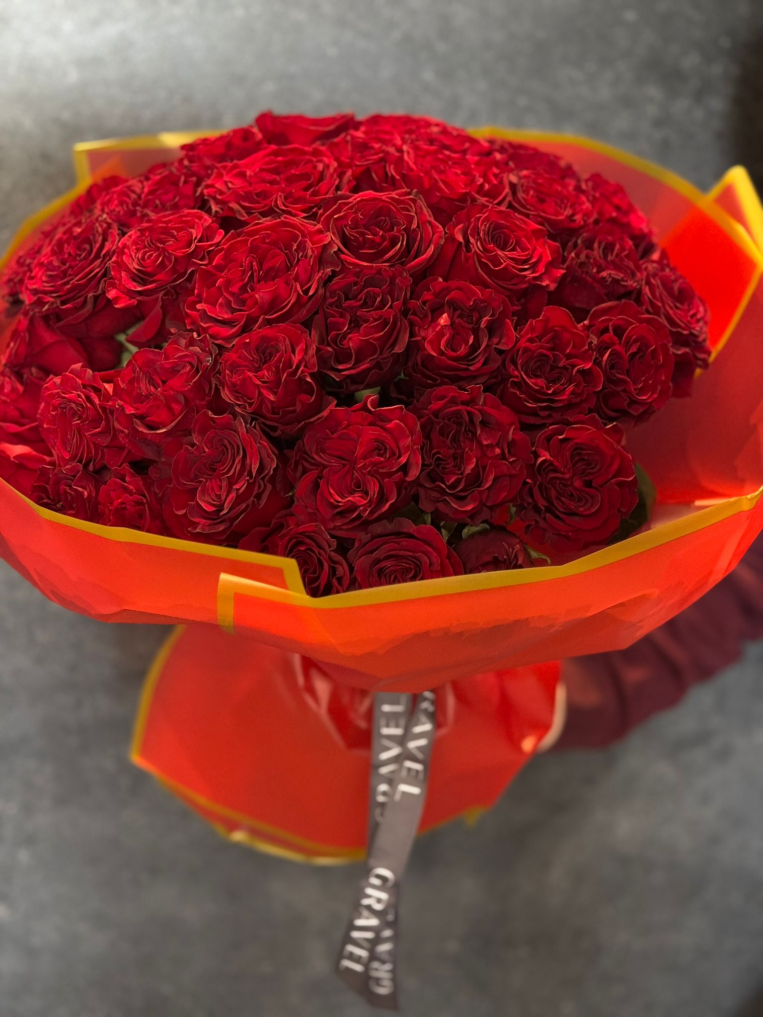 Hand - tied Bouquet of Red Roses