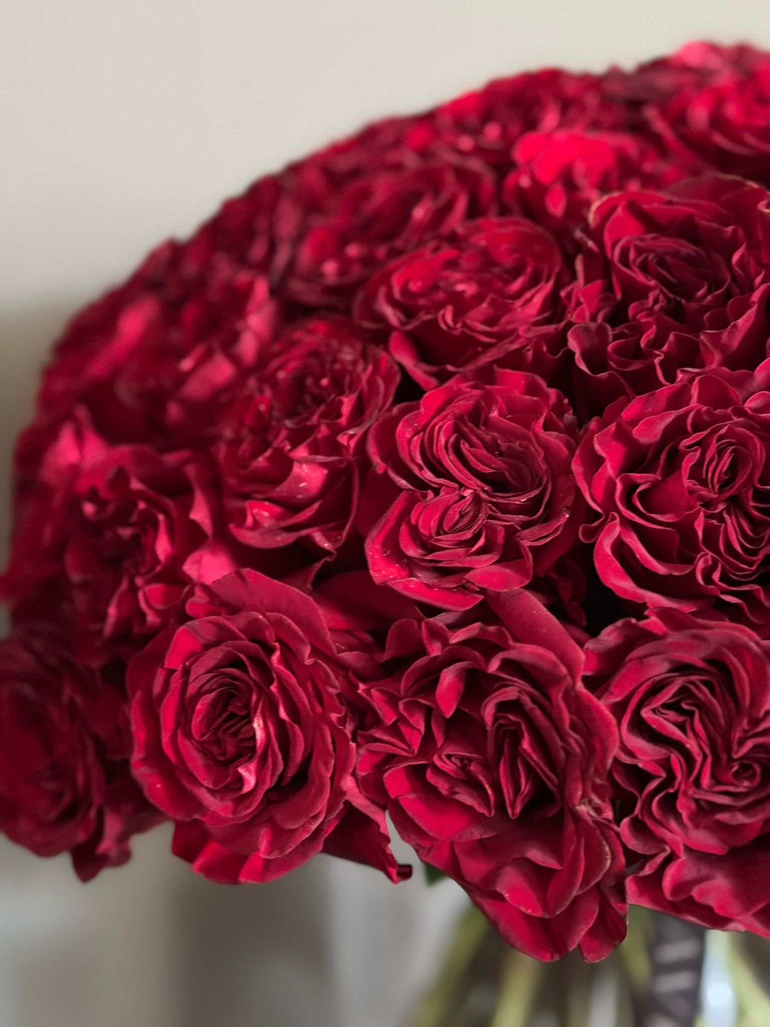 Hand - tied Bouquet of Red Roses