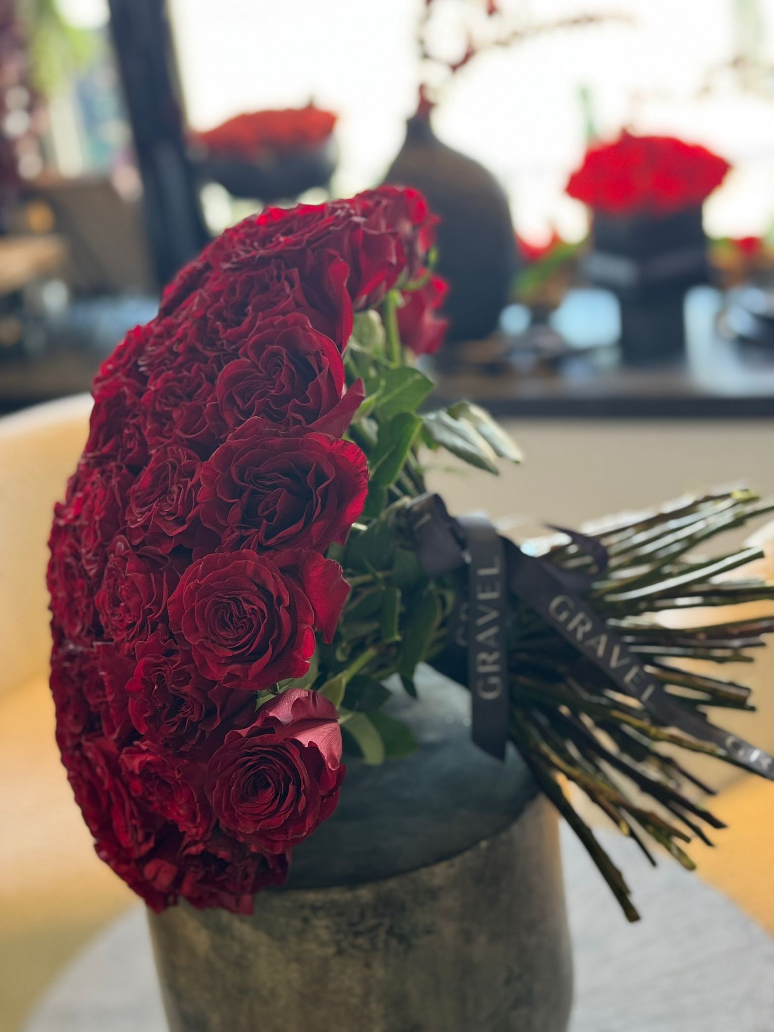 Hand - tied Bouquet of Red Roses