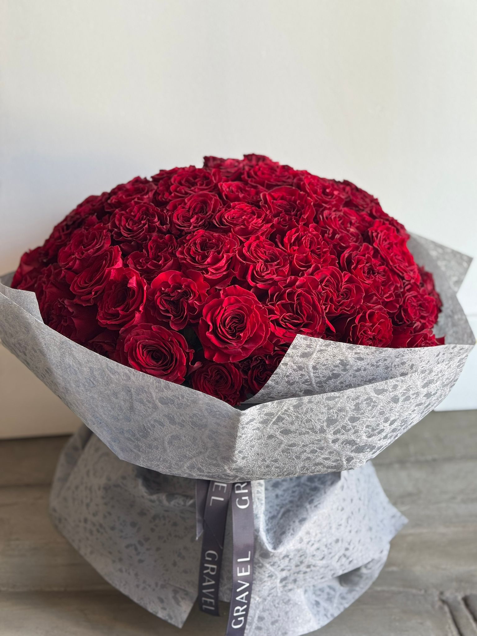 Hand - tied Bouquet of Red Roses