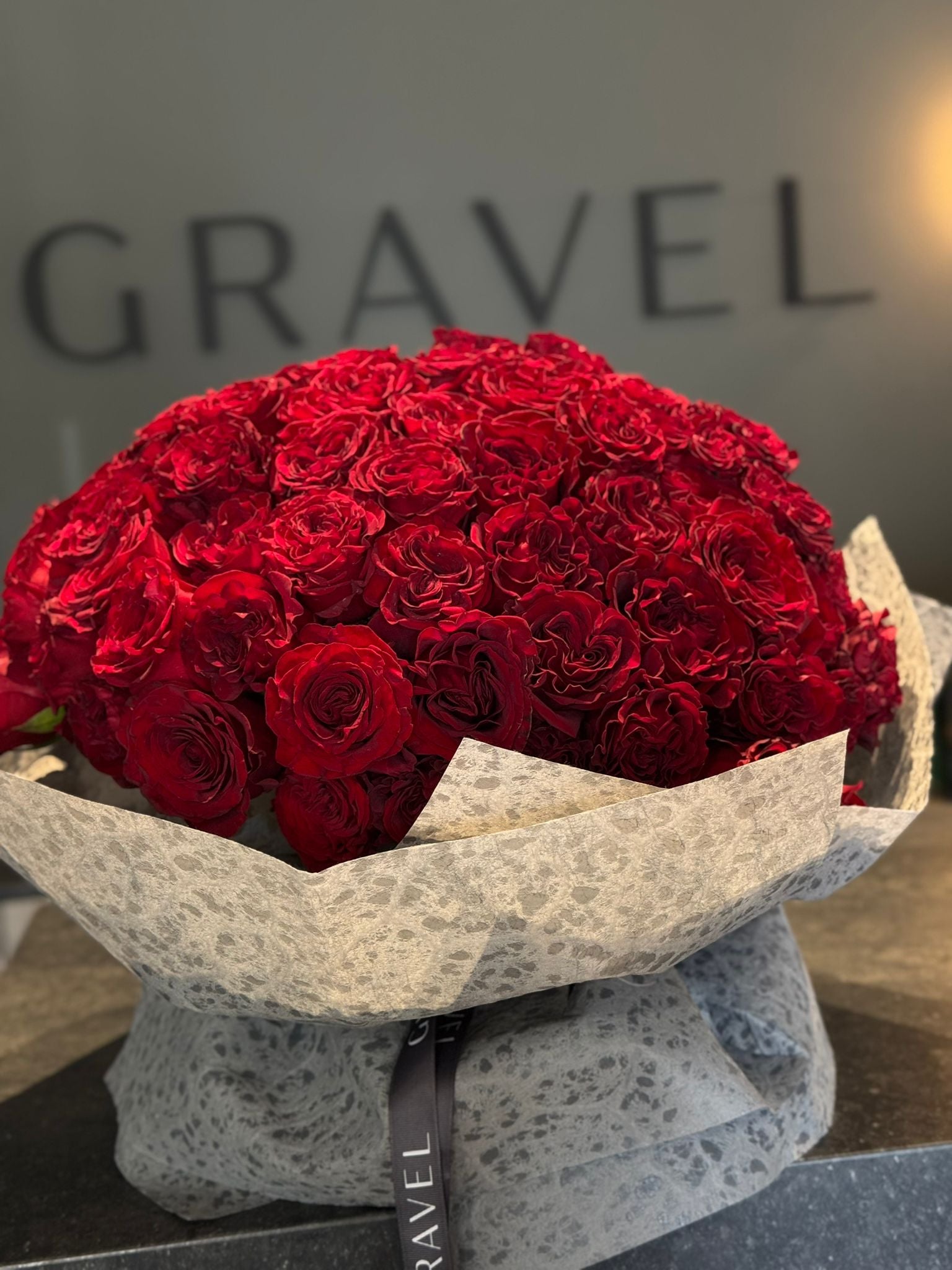 Hand - tied Bouquet of Red Roses