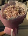 Hand - tied Bouquet of Pink Roses