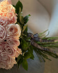 Hand - tied Bouquet of Pink Roses