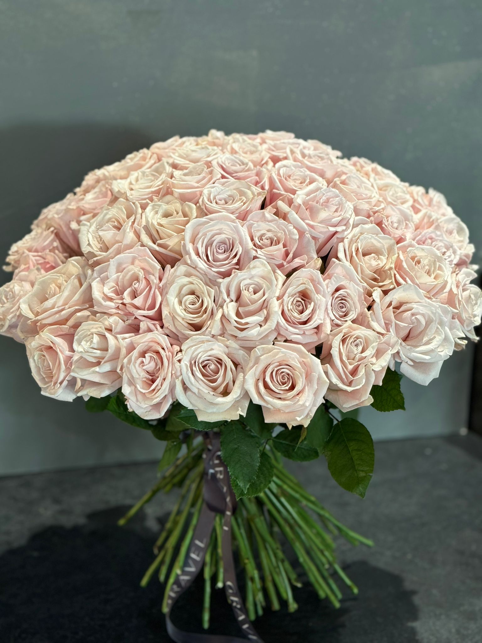 Hand - tied Bouquet of Pink Roses
