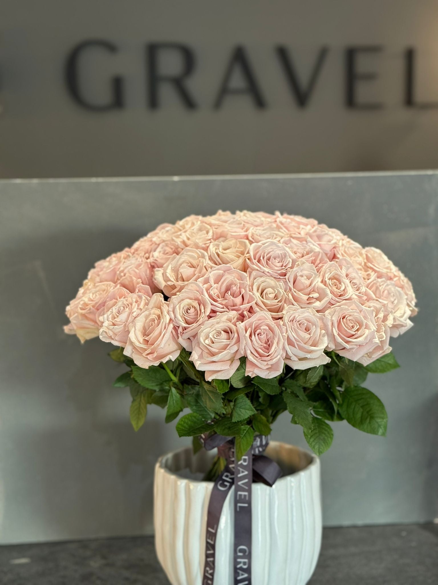 Hand - tied Bouquet of Pink Roses