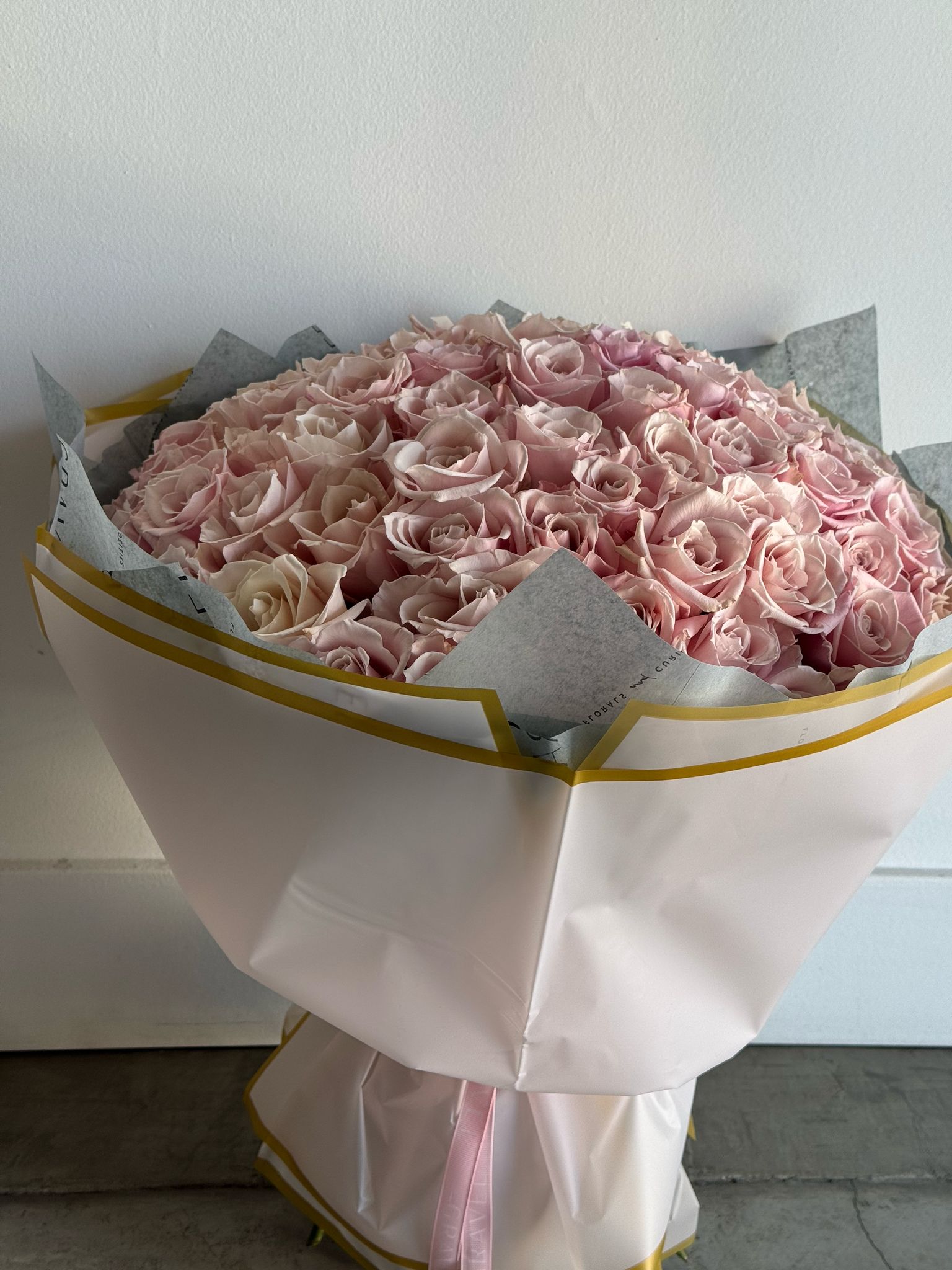 Hand - tied Bouquet of Pink Roses
