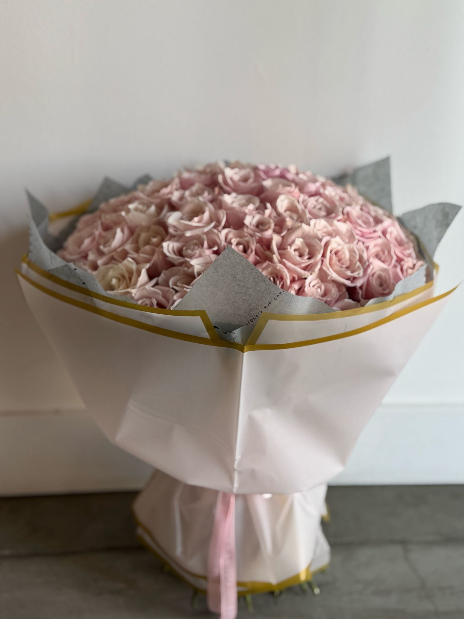 Hand - tied Bouquet of Pink Roses