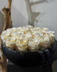 Preserved Roses in Round Bowl Floral Arrangement White