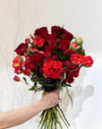 Red Roses, Tulips, and Agonis Bouquet - Nationwide Shipping