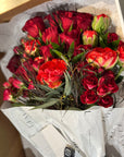 Red Roses, Tulips, and Agonis Bouquet - Nationwide Shipping