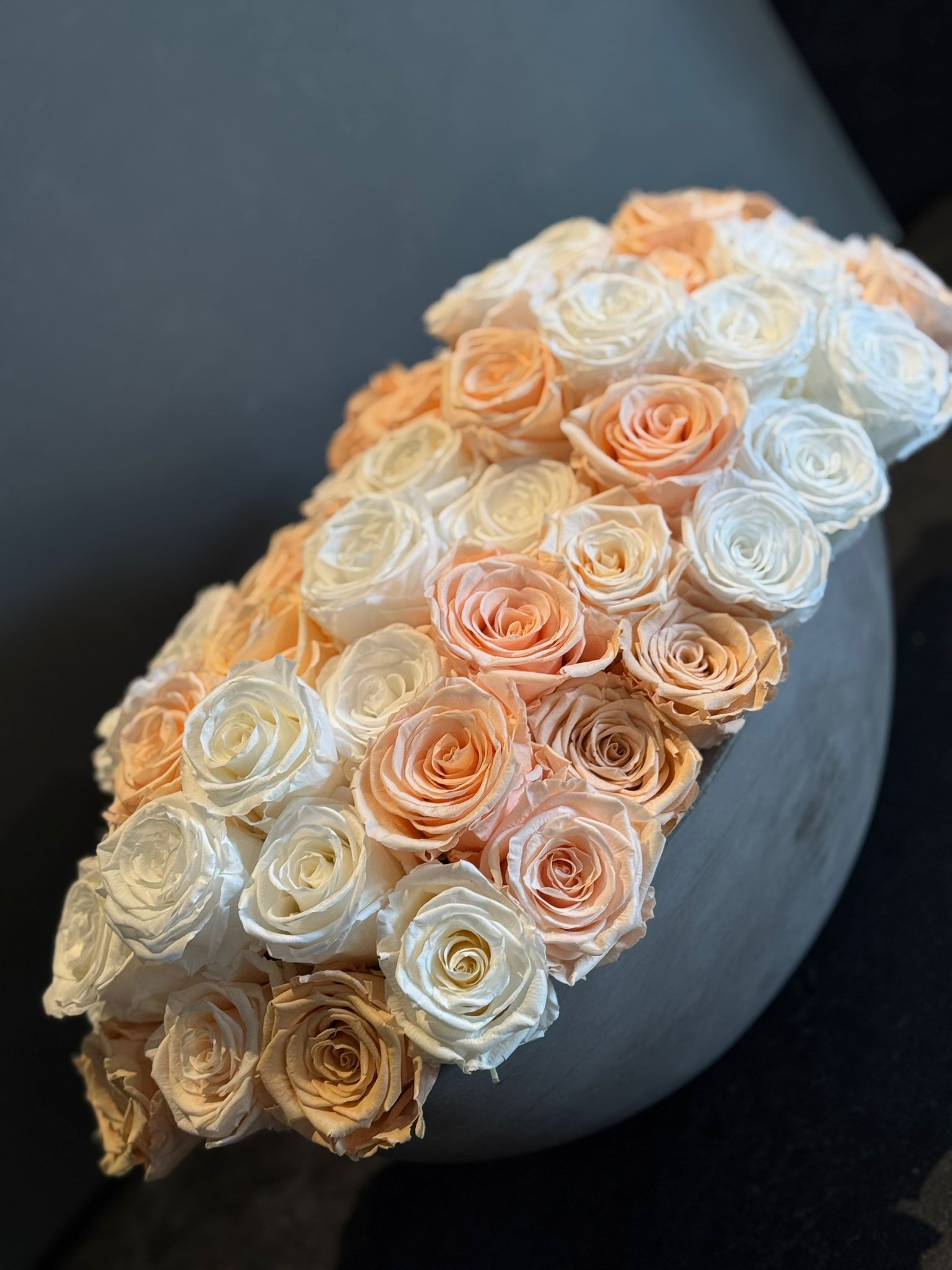 Cream and White Preserved Roses Floral Arrangement