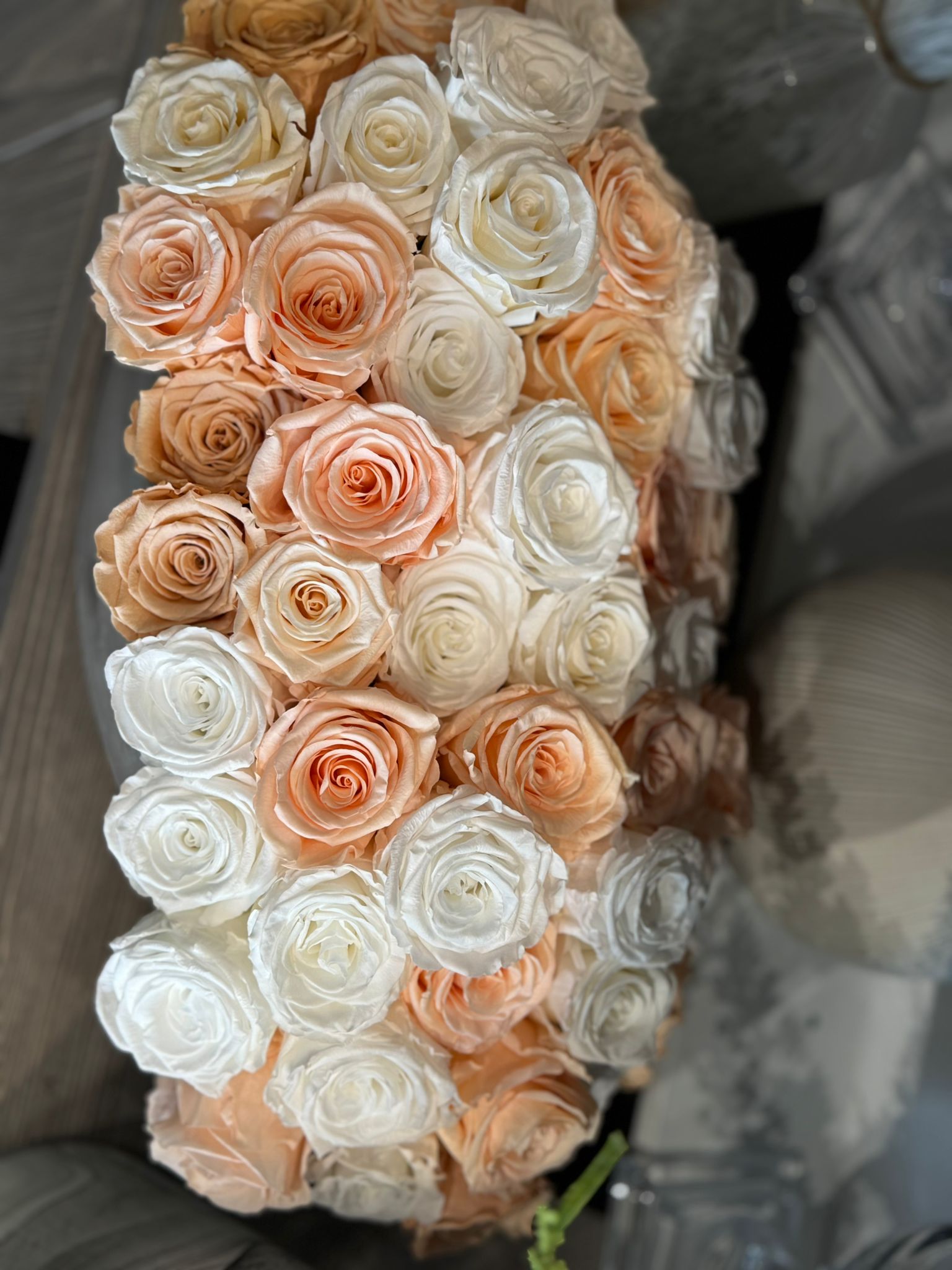 Cream and White Preserved Roses Floral Arrangement