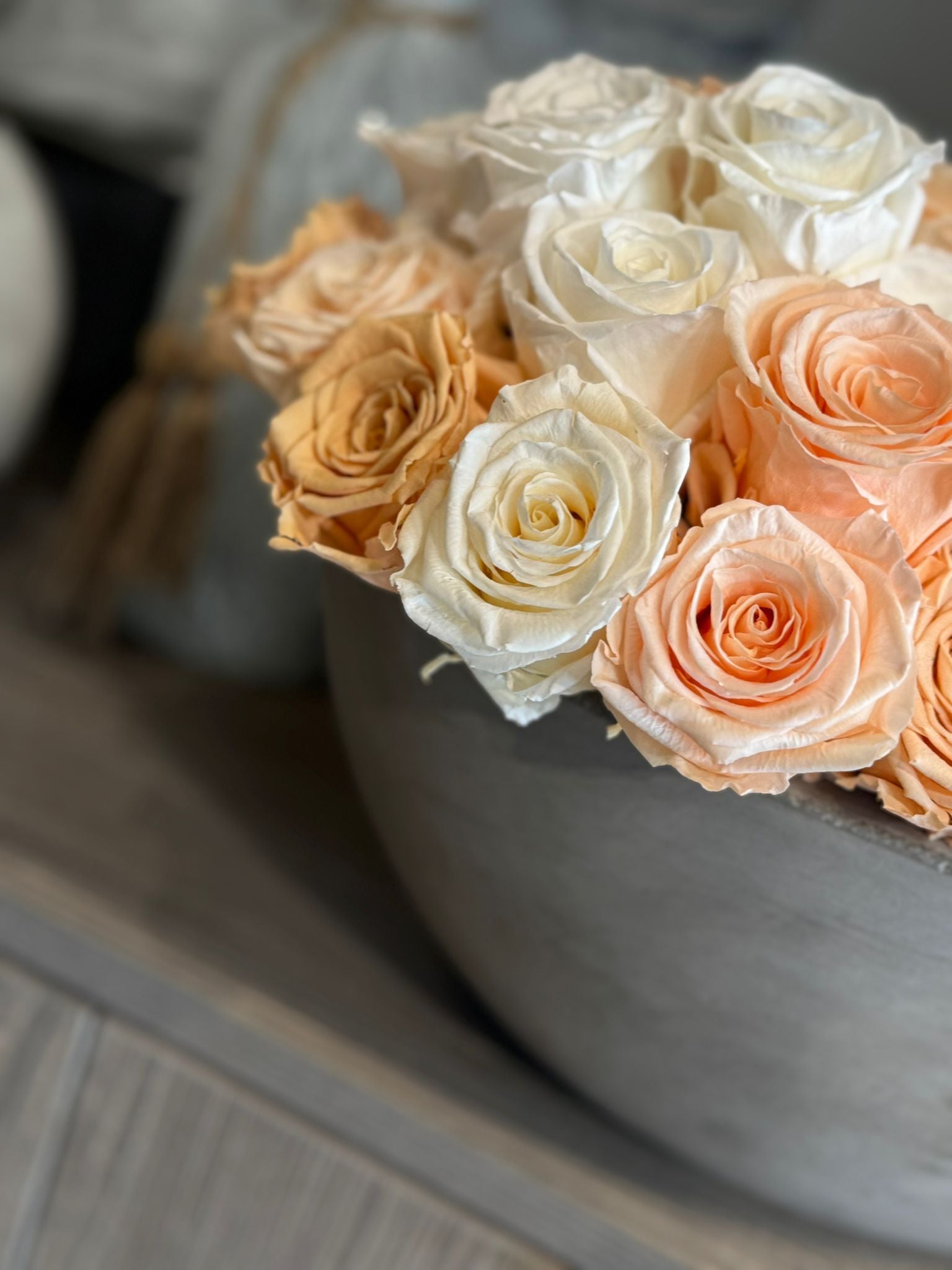 Cream and White Preserved Roses Floral Arrangement