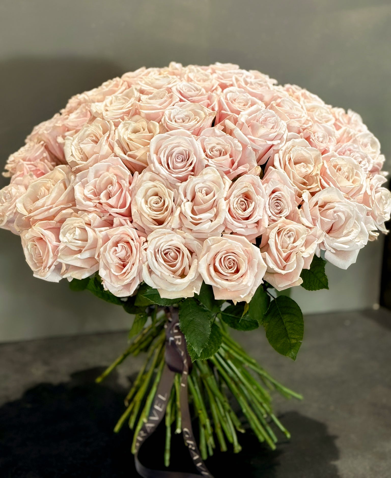 50 Pink Eskimo Roses Valentine's Day Hand Bouquet