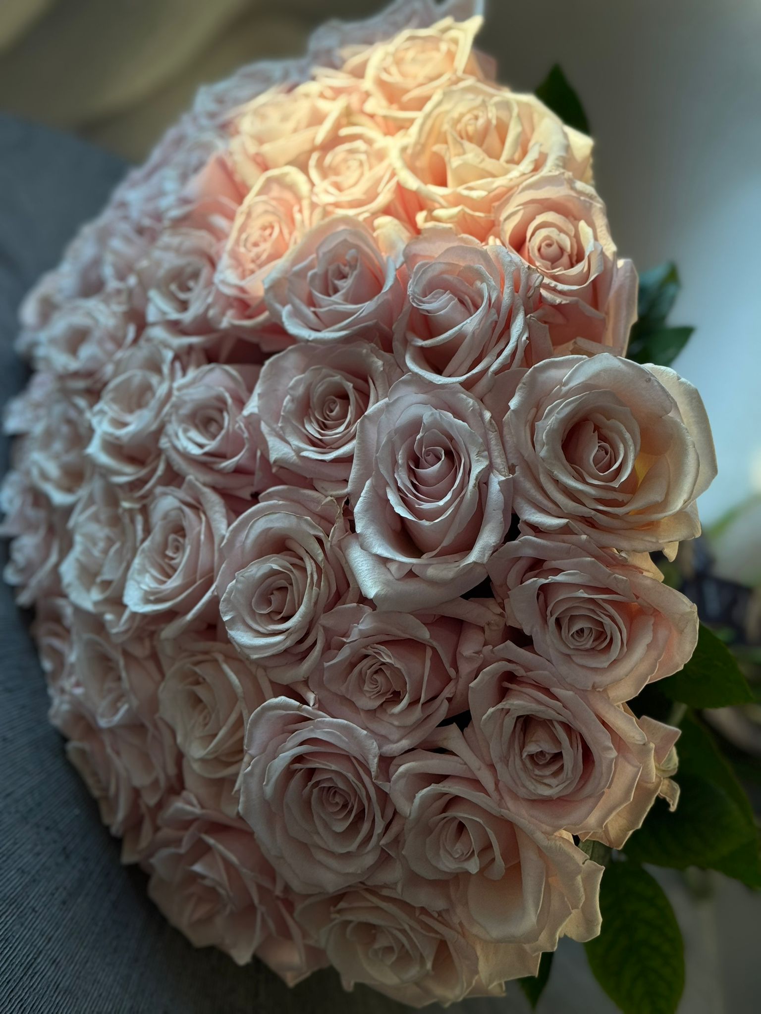 50 Pink Eskimo Roses Valentine's Day Hand Bouquet