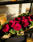 Moss Arrangement in Wood Container With Preserved Red Roses (Classic Size) 